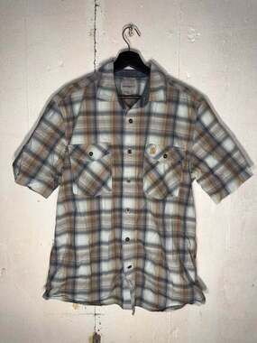 Carhartt Relaxed Fit Rugged Flex Short Sleeve Plaid Shirt Men's Large